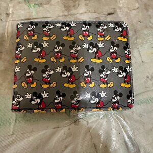 Mickey Mouse Wearing Glasses Buckle Down Wallet Gray Black Bi Fold